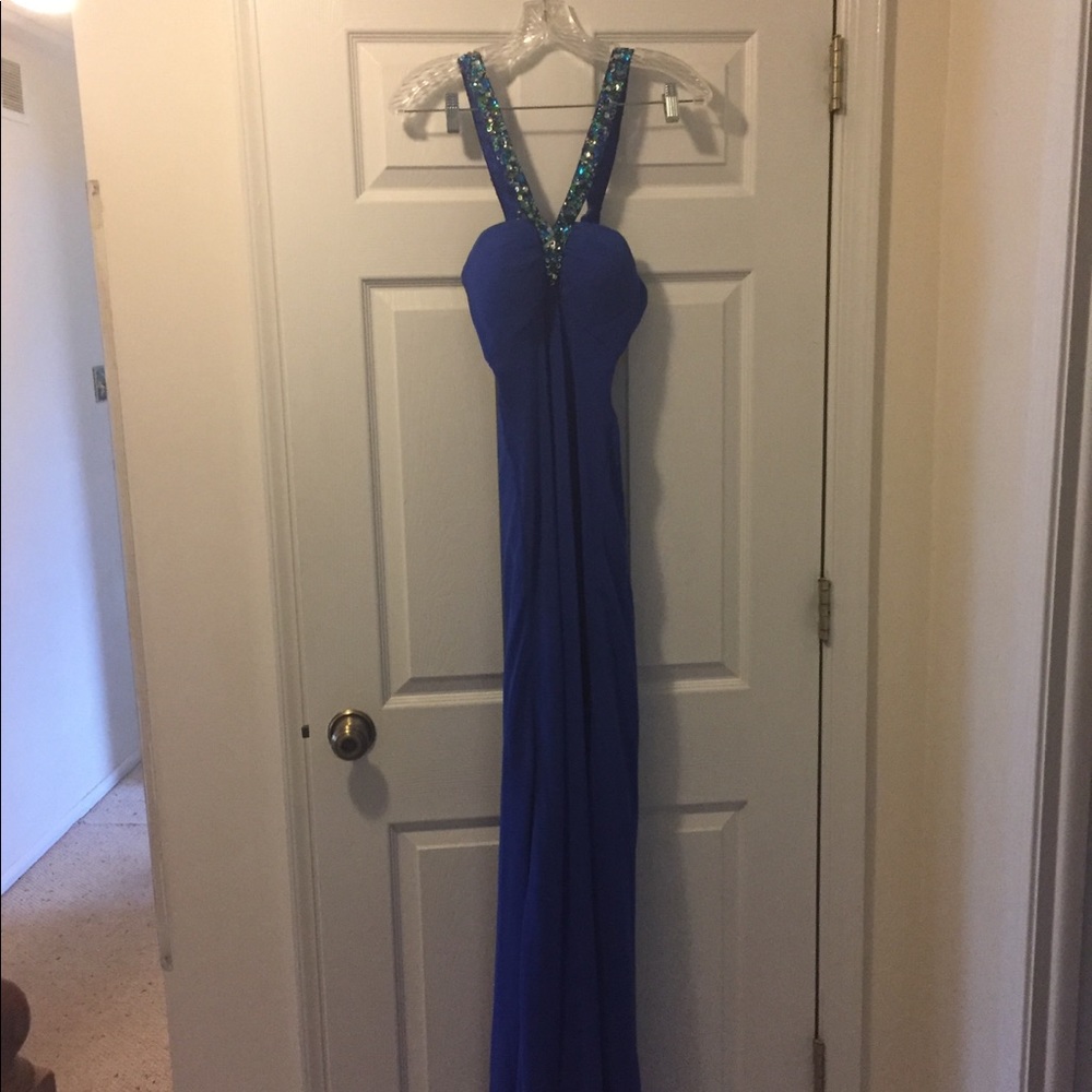 Blue Faviana Couture prom dress
